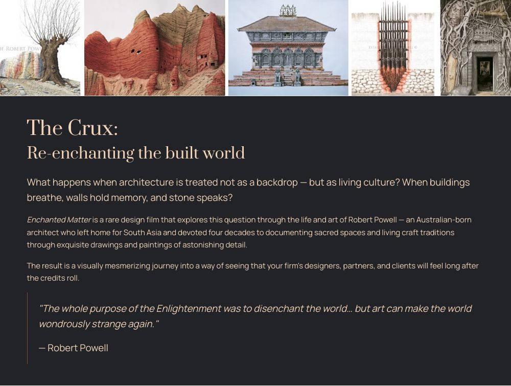 Brief spread: The Crux — re-enchanting the built world