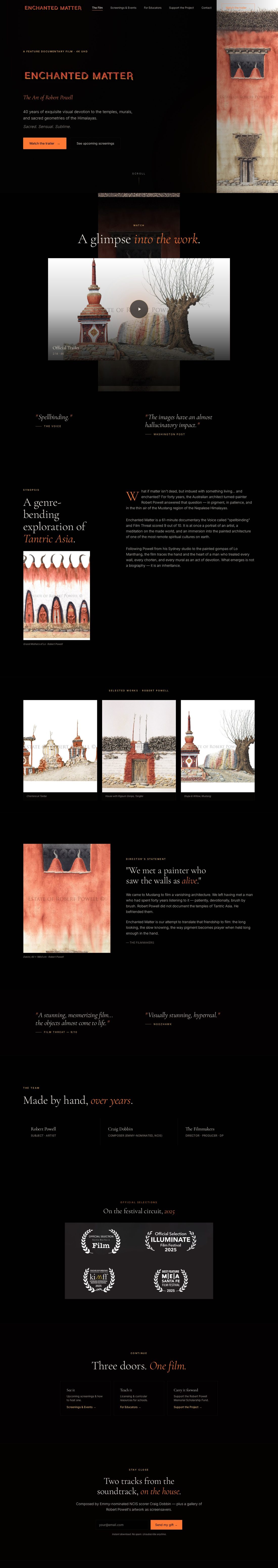 Enchanted Matter, an award-winning documentary film website design