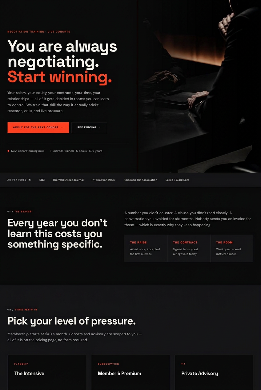 Negotiation Training website design